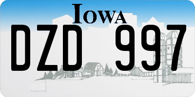 IA license plate DZD997