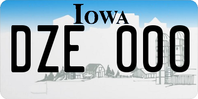 IA license plate DZE000