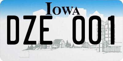 IA license plate DZE001