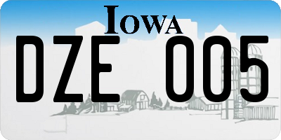 IA license plate DZE005