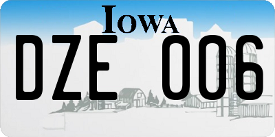 IA license plate DZE006