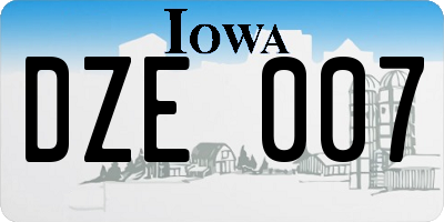 IA license plate DZE007