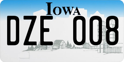 IA license plate DZE008