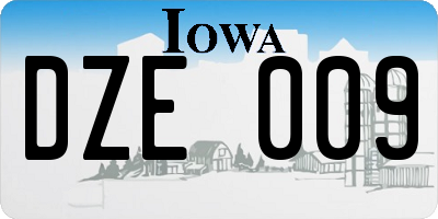 IA license plate DZE009