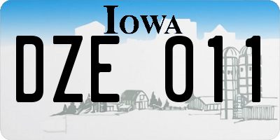 IA license plate DZE011