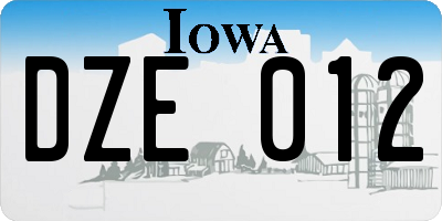 IA license plate DZE012