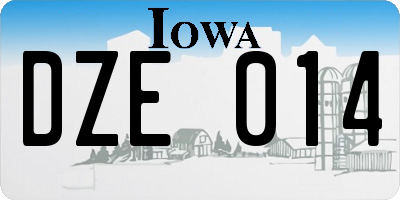 IA license plate DZE014