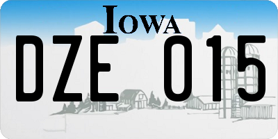 IA license plate DZE015