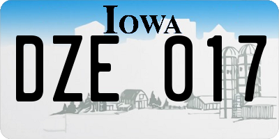 IA license plate DZE017