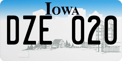 IA license plate DZE020