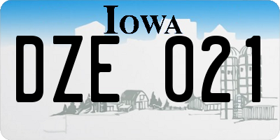 IA license plate DZE021