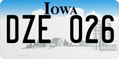 IA license plate DZE026