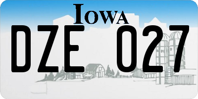 IA license plate DZE027