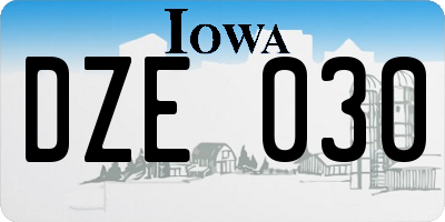 IA license plate DZE030