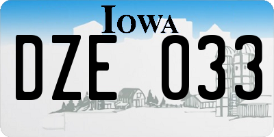 IA license plate DZE033