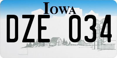 IA license plate DZE034