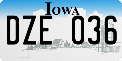 IA license plate DZE036