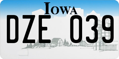 IA license plate DZE039