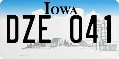 IA license plate DZE041