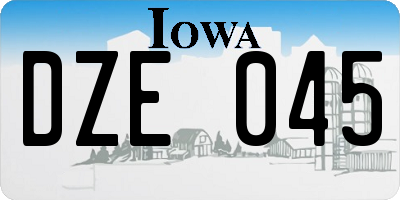 IA license plate DZE045