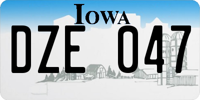 IA license plate DZE047