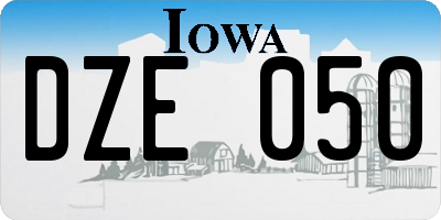 IA license plate DZE050