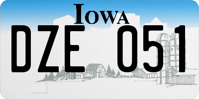 IA license plate DZE051