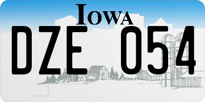 IA license plate DZE054