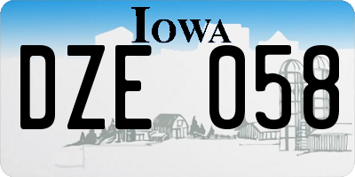 IA license plate DZE058