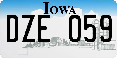 IA license plate DZE059