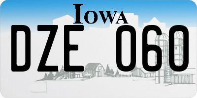 IA license plate DZE060