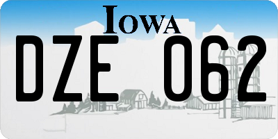 IA license plate DZE062