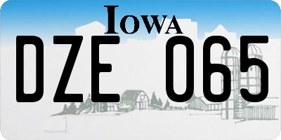 IA license plate DZE065