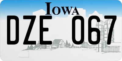 IA license plate DZE067