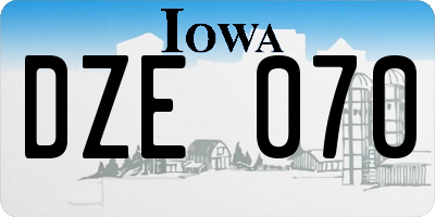 IA license plate DZE070