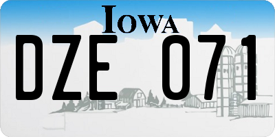 IA license plate DZE071