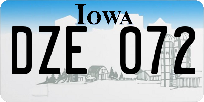 IA license plate DZE072