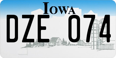 IA license plate DZE074