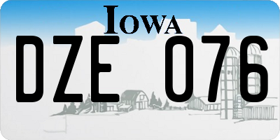 IA license plate DZE076