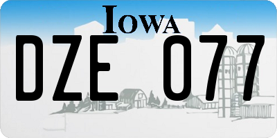 IA license plate DZE077