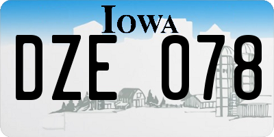 IA license plate DZE078