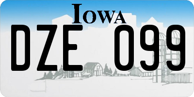 IA license plate DZE099