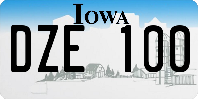 IA license plate DZE100