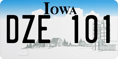 IA license plate DZE101