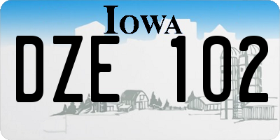 IA license plate DZE102