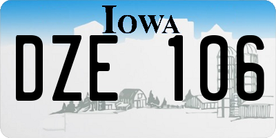IA license plate DZE106