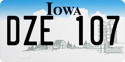 IA license plate DZE107