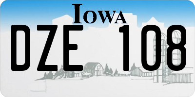 IA license plate DZE108