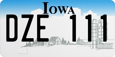 IA license plate DZE111