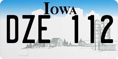 IA license plate DZE112
